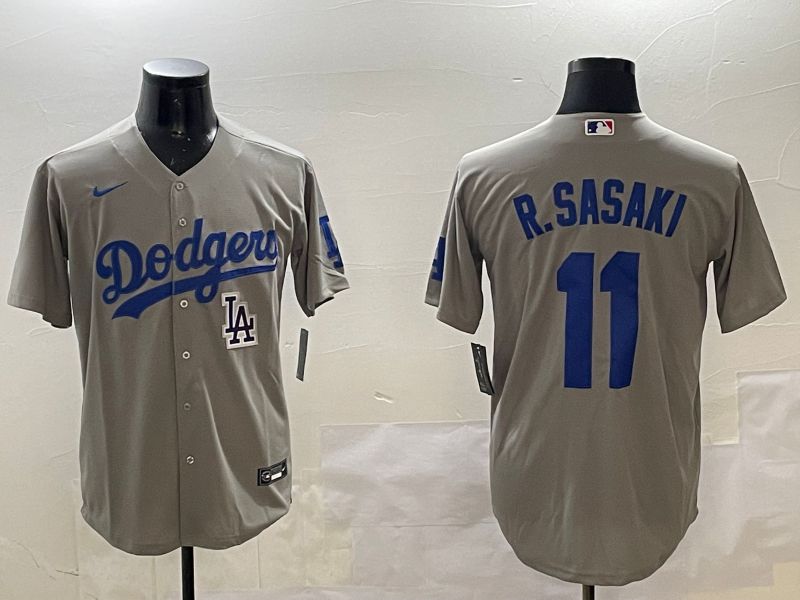 Men Los Angeles Dodgers #11 R.Sasaki Grey Game 2025 Nike MLB Jersey style 12->los angeles dodgers->MLB Jersey